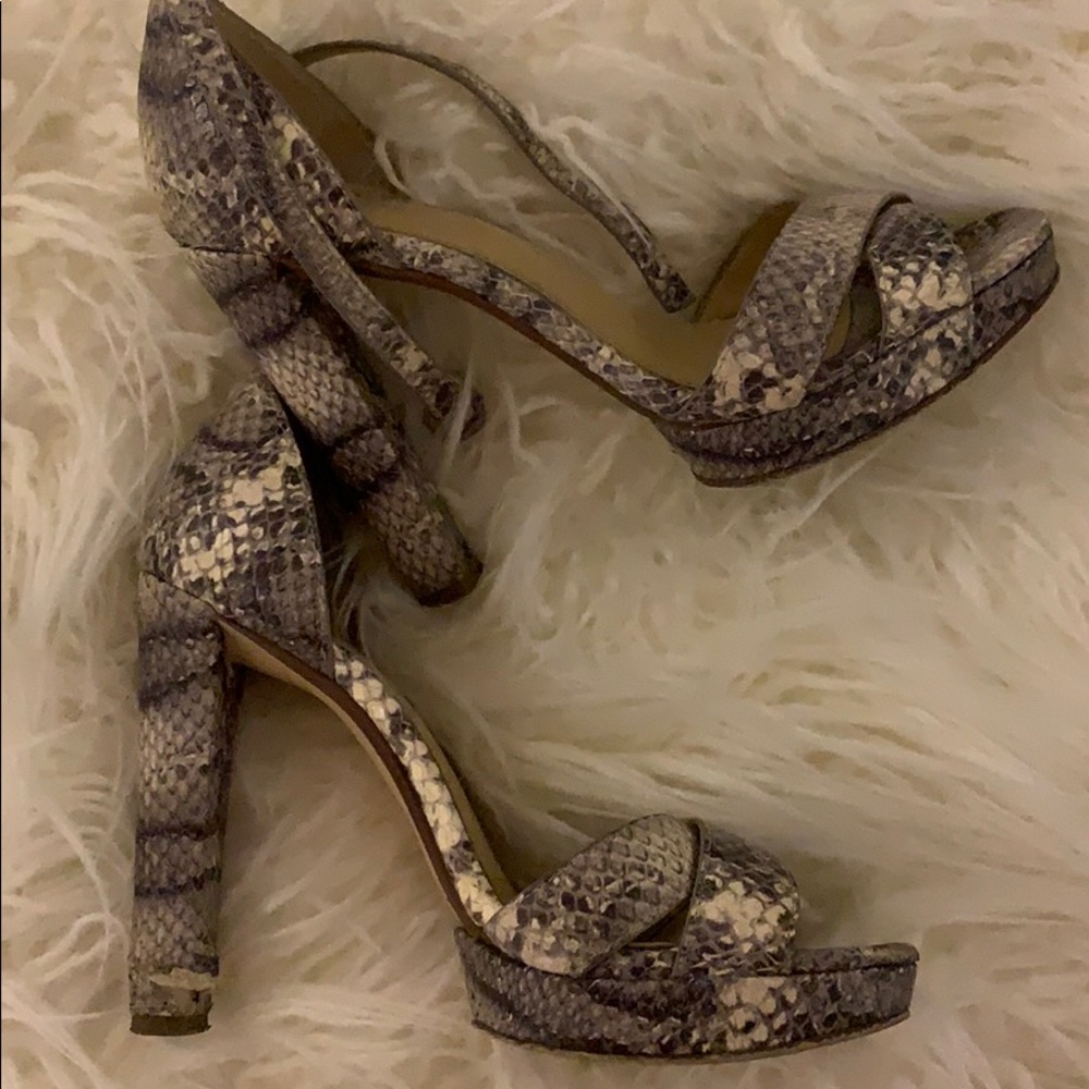 Michael by Michael Kors snakeskin open toe heels